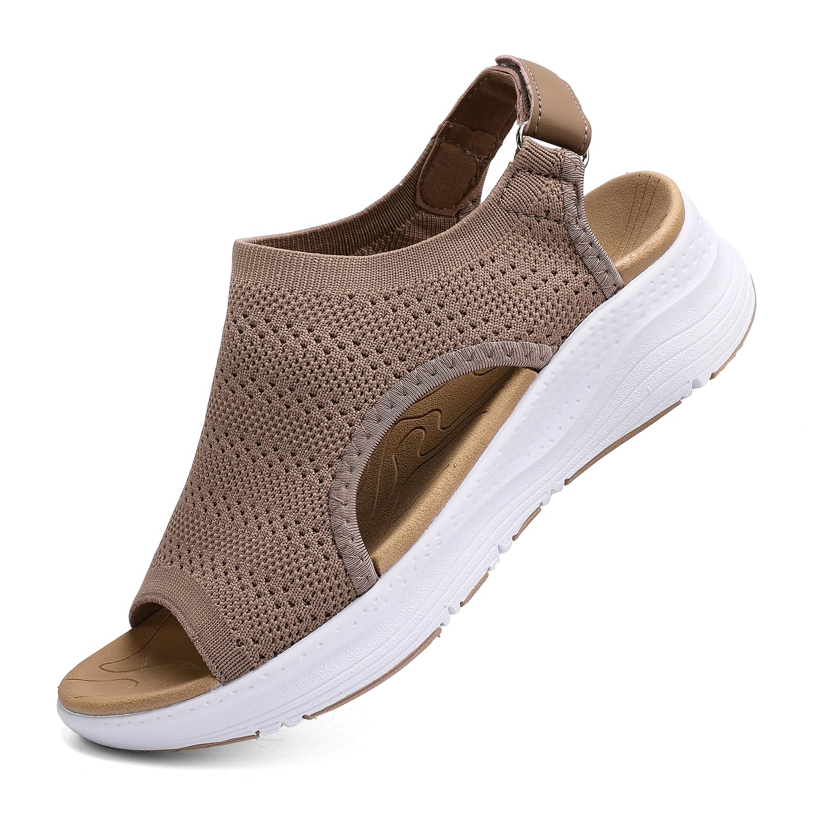 Photo 1 of **RUNS BIG** YESWIN Women Arch Support Orthotic Walking Sandals Comfortable Plantar Fasciitis Non-slip Casual Open Toe Adjustable Ankle Strap Sport Sandals for Summer Beach