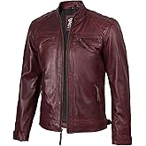 Decrum Leather Jacket Men - Cafe Racer Style Real Lambskin Leather Jackets For Men