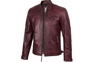 Blingsoul Leather Jacket Men - Quilted Cafe Racer Leather Jackets For Men