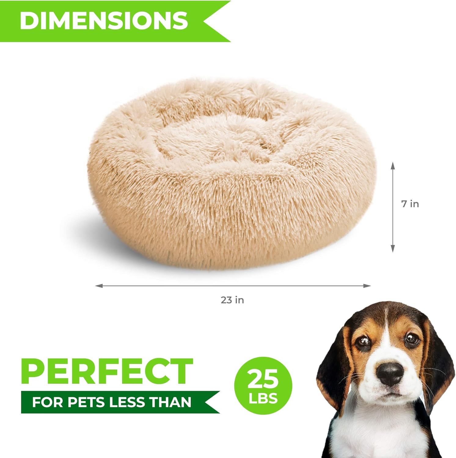Whiskers & Friends Cat Dog Bed Calming Soft Plush Faux Fur Shag Donut Comfort Cuddler Improve Sleep - Up to 25 Pounds - Gentle Delicate Wash, Air Delicate Dry (Navy-Gray) : Pet Supplies