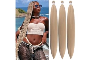 GOZILL Ash Blonde Braiding Hair Pre Stretched Kanekalon Braiding Hair Extension 30 Inch Synthetic Fake Hair for Braiding