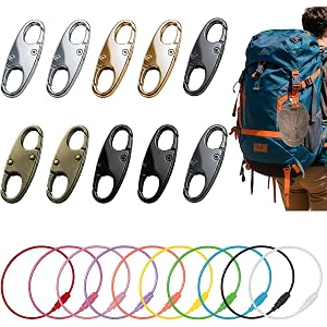 20Pcs Zipper Clips Anti Theft Travel Set for Backpack,Crossbody Bag,Travel Bag,Anti-Theft Security Clips Set with 10 Locks an