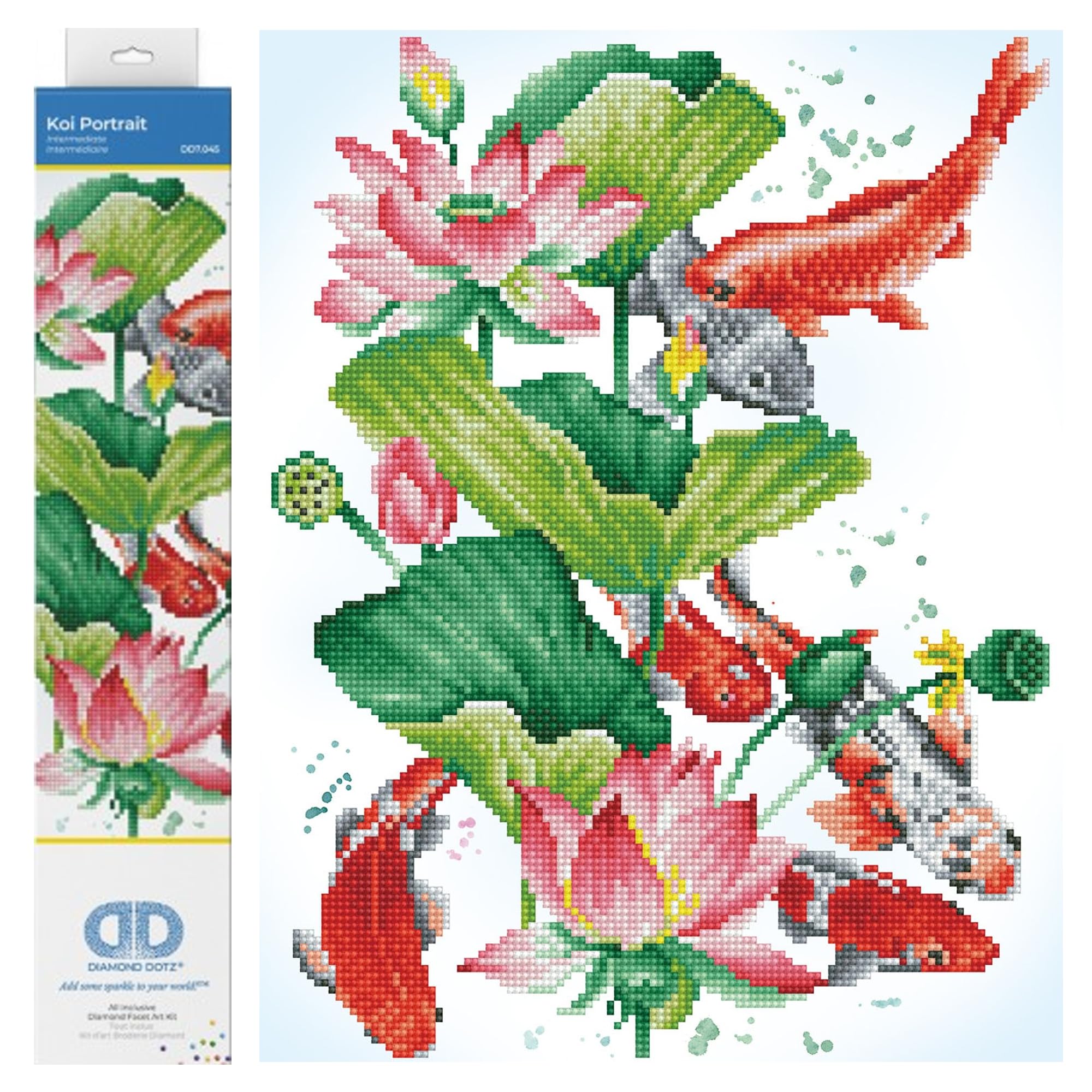 DIAMOND DOTZ Painting Kit, Intermediate, DD7, Canvas, Koi Portrait, 32 x 419 cm