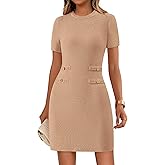 PRETTYGARDEN Work Dresses for Women 2025 Summer Business Casual Short Sleeve Formal Sweater Sheath Dress
