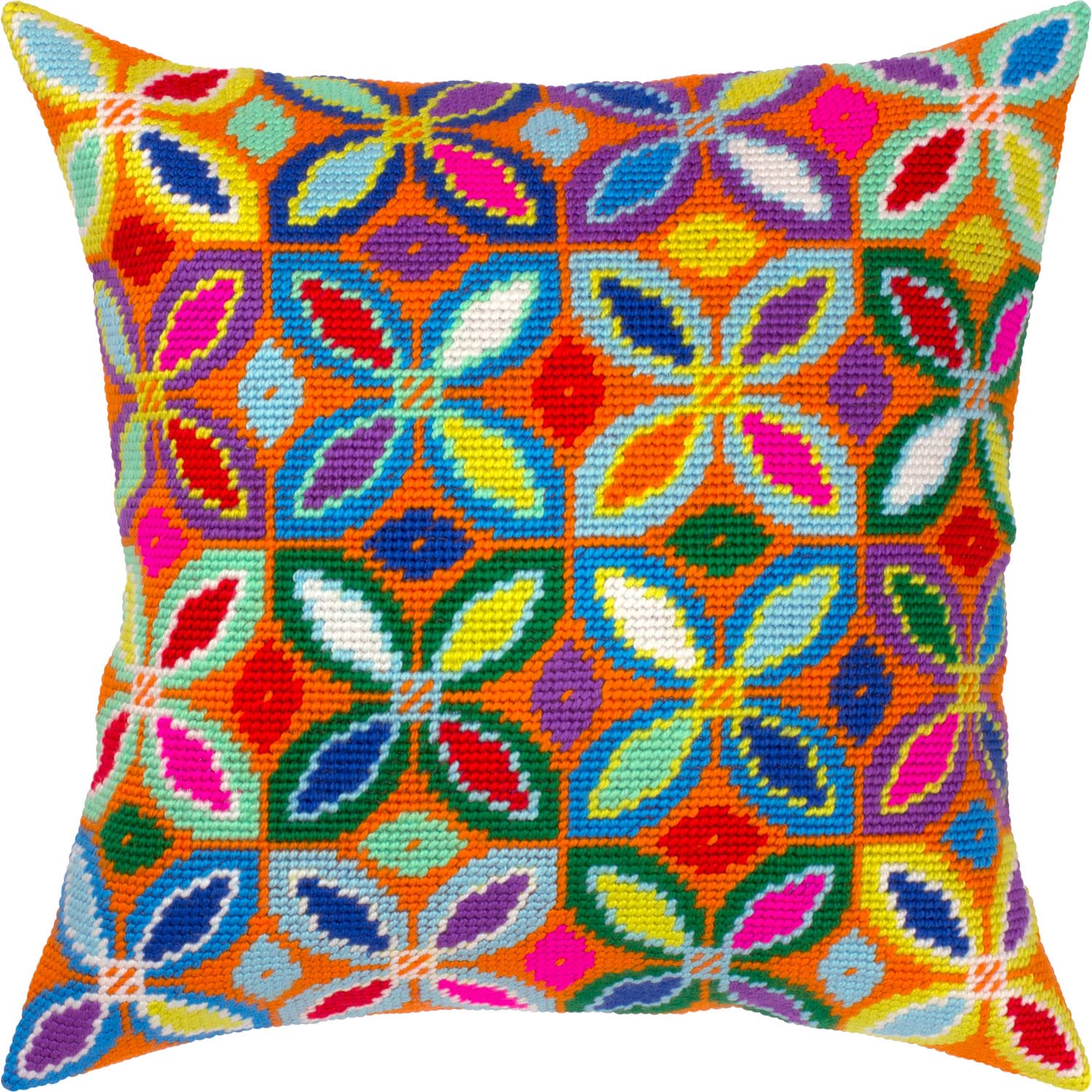 Brvsk Sunbeams. Embroidery Kit w/Printed Tapestry Canvas (40 × 40 cm) — Embroidery Cushion Kit for Creative Home Décor — Needlework Kit for Adult Beginners