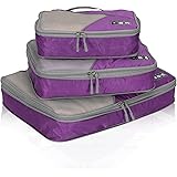 Hynes Eagle Travel Compression Packing Cubes Expandable Packing Organizer 3 Pieces Set Purple