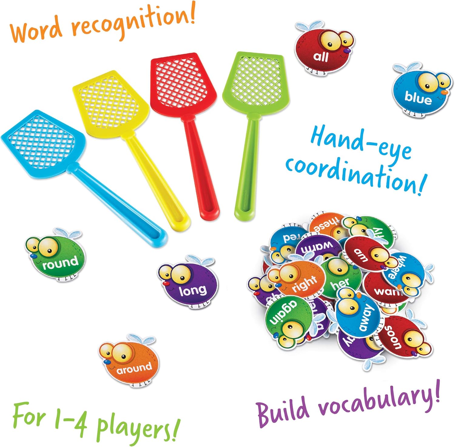 Learning Resources Sight Word Swat a Sight Word Game, Home School, Visual, Tactile and Auditory Learning, Phonics Games, 114 Pieces, Ages 5+: Toys & Games