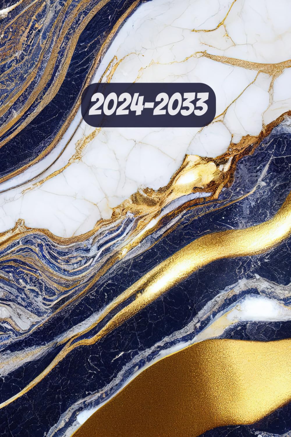10 Year Monthly Planner Diary 2024-2033: Schedule Agenda and Organizer with Yearly Overviews | A5 Marble Cover.