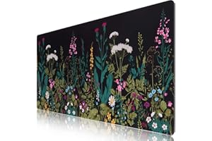 iCasso Desk Mat, Big Desk Pad, XXL Extended Gaming Mouse Pad, Large Mouse Pad for Desk Protector, Rubber Base Mousepad with Stitched Edges, Keyboard Mouse Mat for Work, Game, Office, Home - Weeds