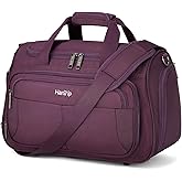 HanTrip Carry on Duffel Bag Foldable Duffle Bags for Travel, Under Seat Personal Item Bags for Airplanes, Weekender Overnight Mens Travel Tote Bag for Women Small Softside Carry on Luggage (Purple)