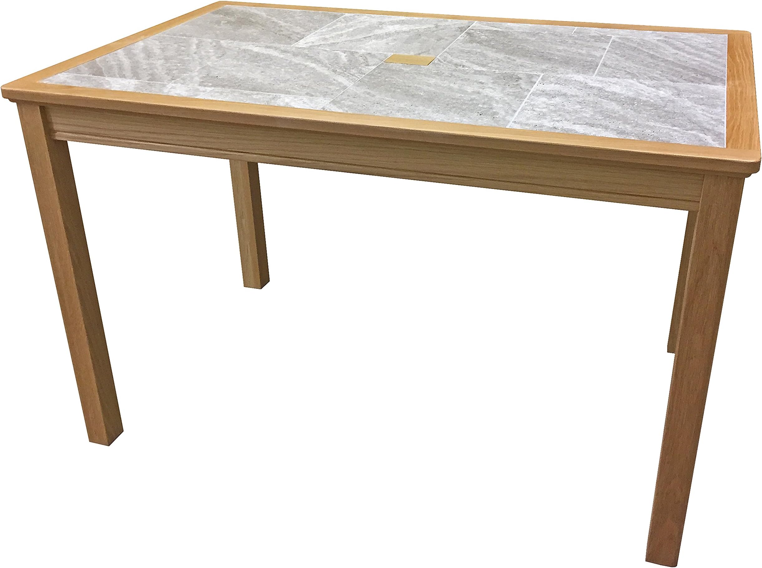 AnBerCraft Beaumont Range Grey Tile Top Large Dining Table in matt Lacquered Oak, Natural, 120x75x75 cm