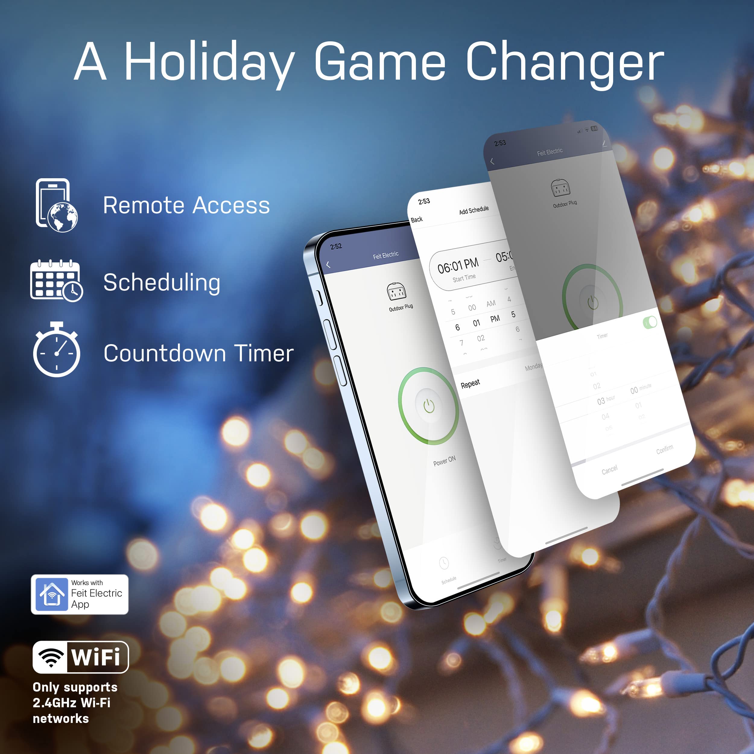 Feit Electric 120V 15A Smart Wifi Enabled Dual Outlet Wall Plug - View 6