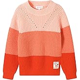 Girls' Sweaters Color Block Pullover Jumper Knit Long Sleeve Rainbow Sweaters Kids Crewneck Casual Jumper