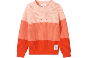 TRENDSTITCH Girls' Sweaters Color Block Pullover Jumper Knit Long Sleeve Rainbow Sweaters Kids Crewneck Casual Jumper