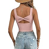 Dokotoo Womens Workout Tank Tops with Built in Bra Casual Sleeveless Shirts Cross Backless Fitted Going Out Tops