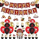 Chilfamy Casino Theme Party Decorations for Men Women, Las Vegas Party Supplies with Happy Birthday Banner, Hanging Swirl Decors, Cake Toppers, Balloons for Adults Casino Poker Game Night Party Events