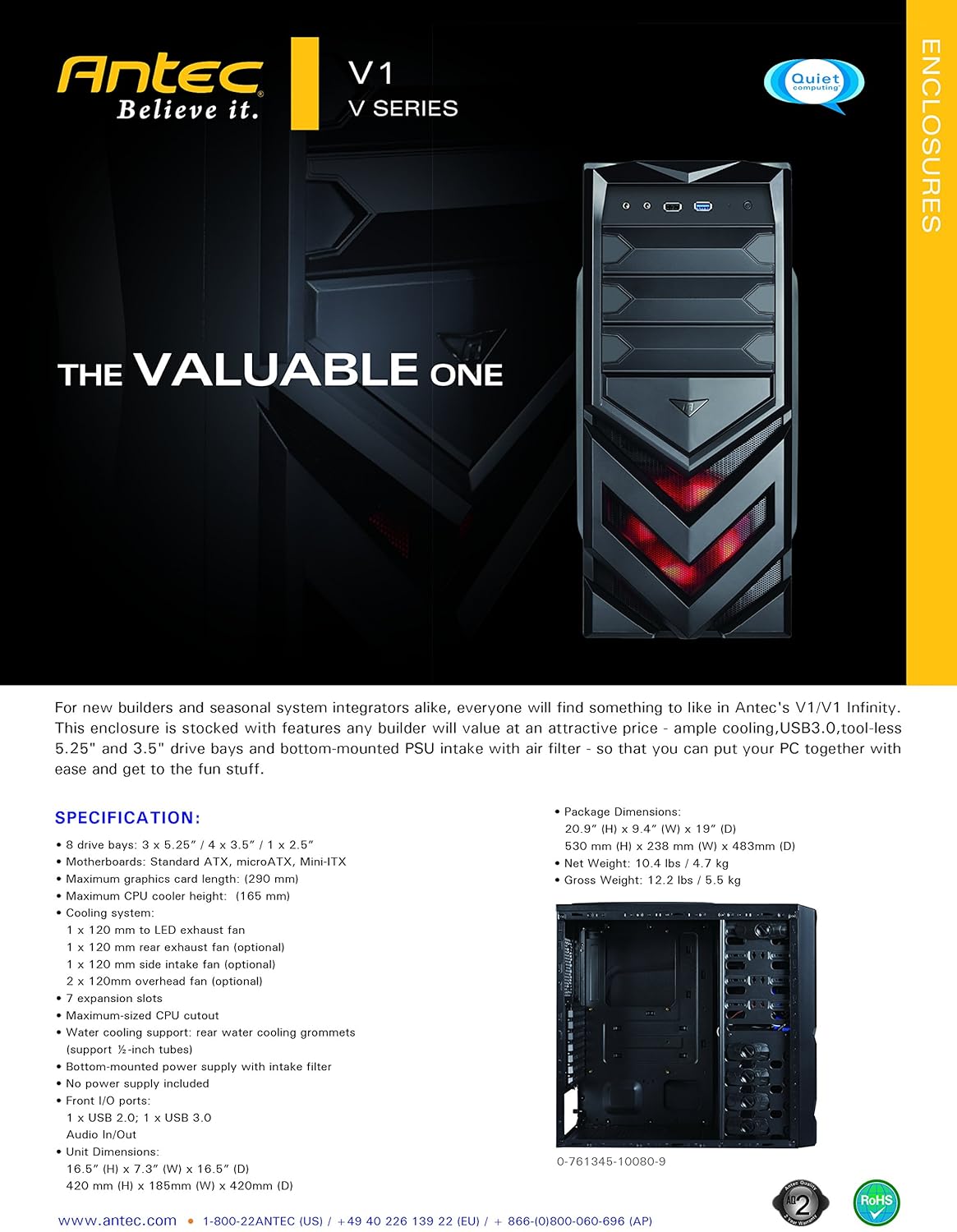 Amazon In Buy Antec V1 Cpu Cabinet Online At Low Prices In India
