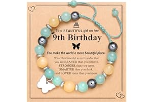 UNGENT THEM 4-16 Year Old Girls Birthday Gifts, Natural Stone Butterfly Bracelet for Daughter Granddaughter Niece