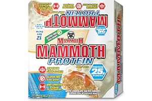 MAMMOTH Protein Bar, Chocolate Peanut Butter Crunch, 25g Protein, Low Sugar, Low Carb, Gluten Free, 12 x 65g (12 Count) (12 C