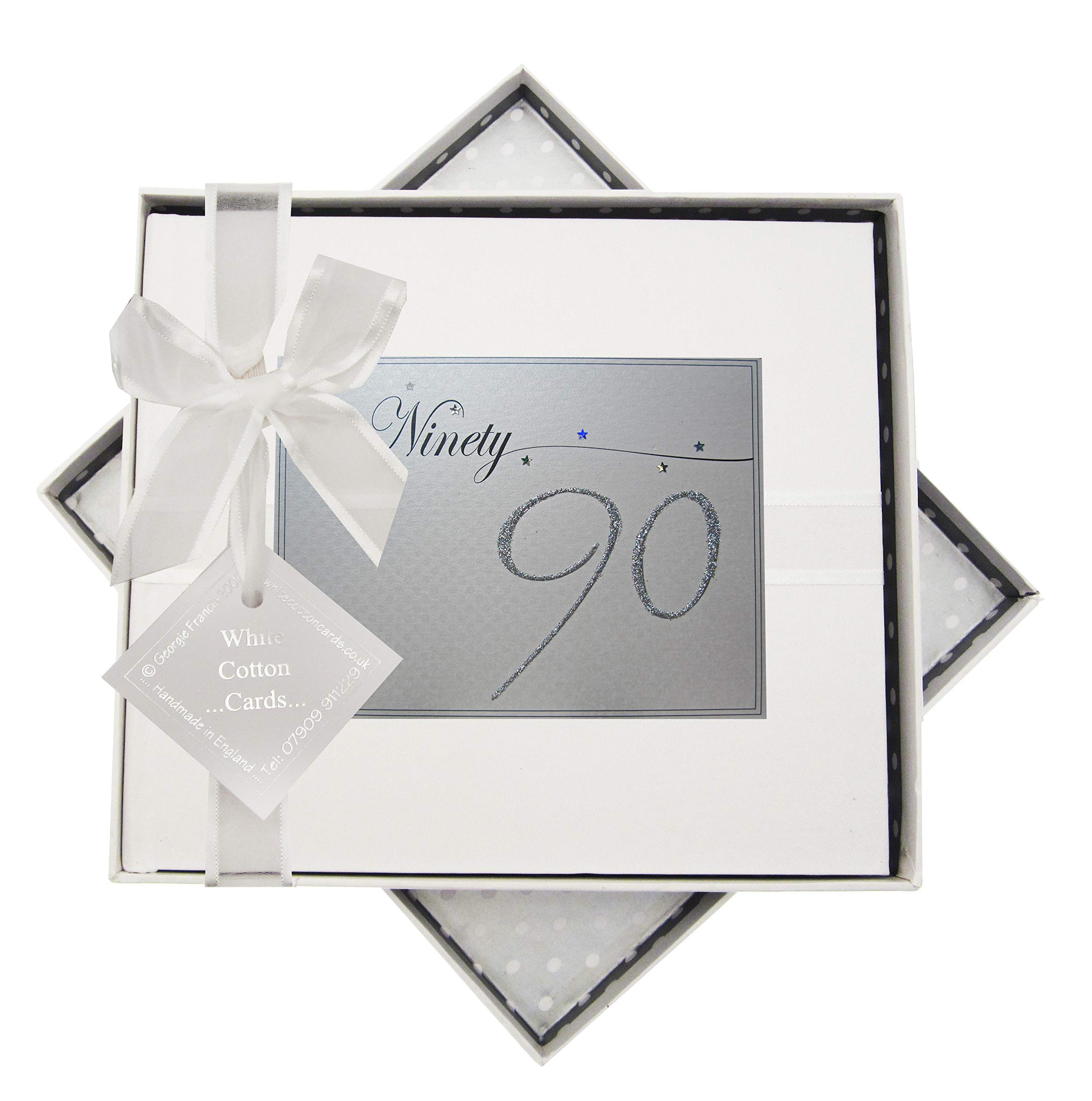 White Cotton Cards LLN90G Holographic Stars and Glitter"Ninety" Age 90 Birthday Guest Book