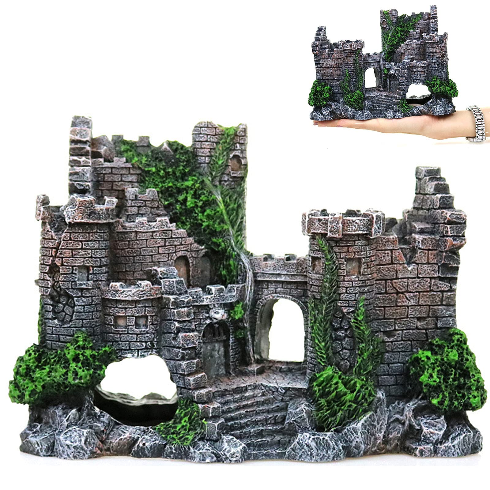 Mon3trYYDS Simulation Resin Castle Ornament Castle Aquarium Decoration Castle Decorative for Aquarium Aquarium Castle Decoration Aquarium Decoration for Small Aquatic Animals and Decorations