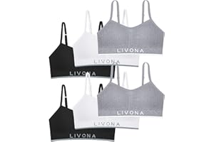 Livona Training Bras for Girls-Sports Bra for Teen Wireless Fitness Padded Everyday Bralette Crop Cami Tank Top(6-14)