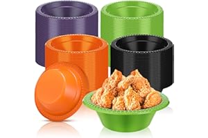 Layhit 100 Pcs Halloween Christmas Disposable Plastic Bowls 12 oz Soup Dessert Salad Bowl Candy Snack Plate Serving Supplies for Holiday Thanksgiving Fall Wedding Party Picnic