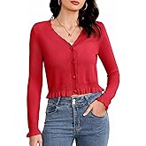 Bbonlinedress Long Sleeve Women Cardigan Sweaters Lightweight Knit Sweater Button Up Cropped Shrugs Tops
