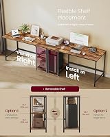 VASAGLE Computer Desk with Left or Right Shelves Rustic Brown Black LWD55X view 4
