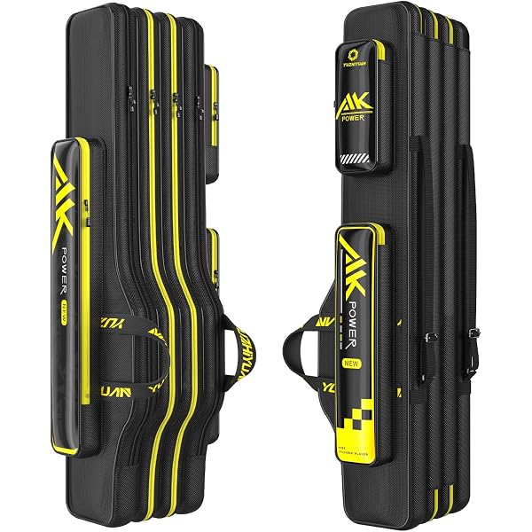 7ft fishing pole case PEKREWS Rod Case, 52inch Fishing Bag (3.9ft-4.4ft) with Tackle Pockets, Fits Break-Down Spinning Rod Reel Combo, Padded Soft Rod Bag with Strap Handle, Pole Travel For Angler Durable and stylish travel case has removable foam inserts BW Sports Sports Spinning Rod