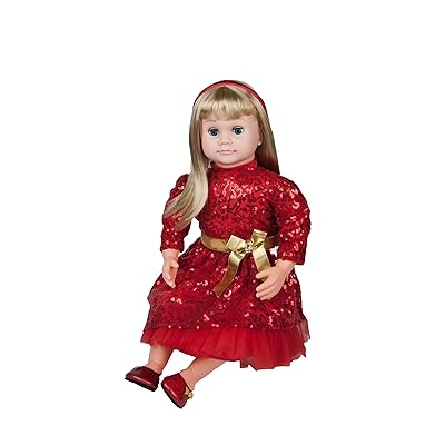 Ask Amy 22" Talking Dolls for Girls Age 3 and Up - Smart Interactive Kids Learning Toys, Blonde Baby Doll Red Dress