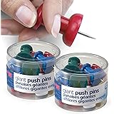 Officemate Giant Push Pins, 1.5" Assorted Colors, 2 Tubs of 12 (92905)