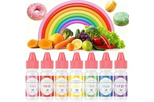 Natural Food Coloring, Cherrysea 7 Vibrant Liquid Colors for Baking, FD&C & Artificial Dye Free Formula for Cake Cookie Decorating, Buttercream, Frosting & Slime | 6ml/Bottles
