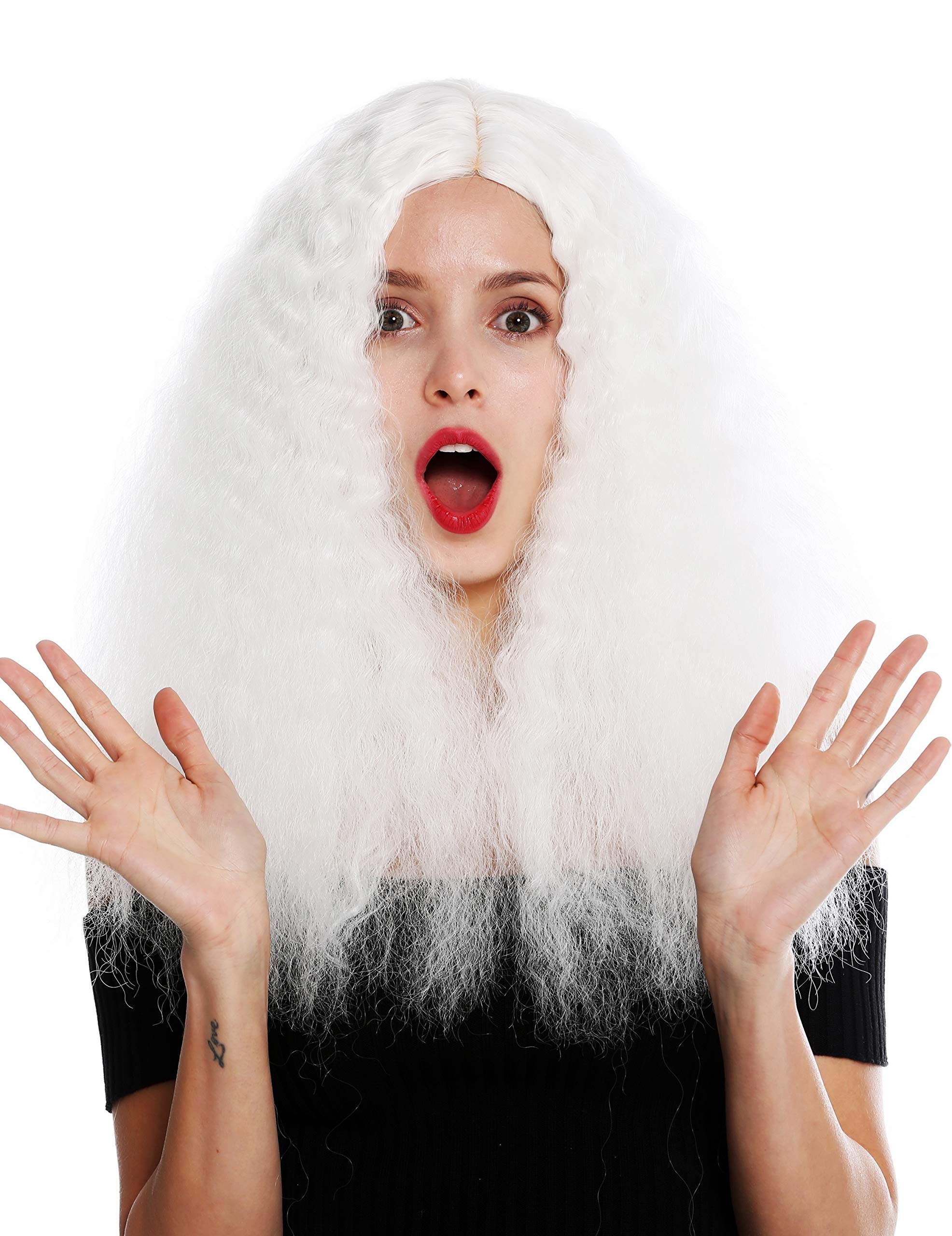 WIG ME UP - YZF-7304-1001 women's quality wig very long voluminous frizzy curls middle parting white fairy