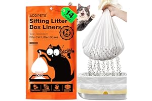 ADDPETS Sifting Litter Box Liners 14 Count,Drawstring Jumbo Cat Litter Bags Fits All Litter Box,Cat Products