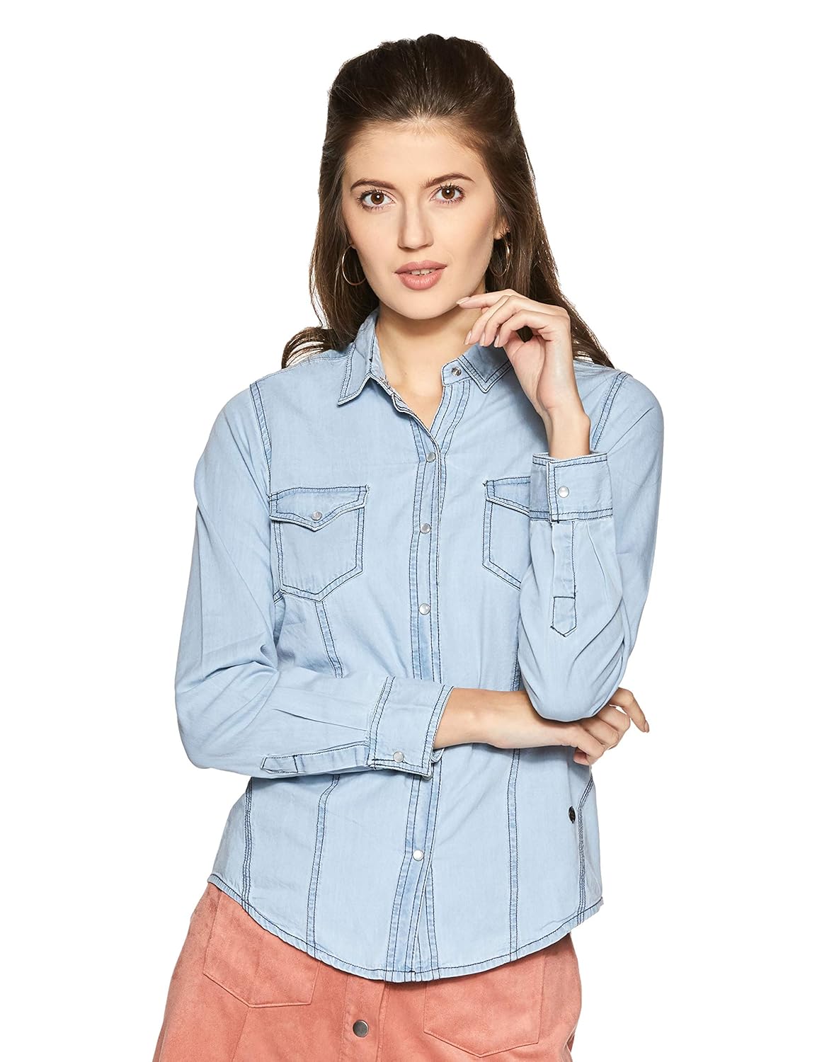 womens jean button down shirt