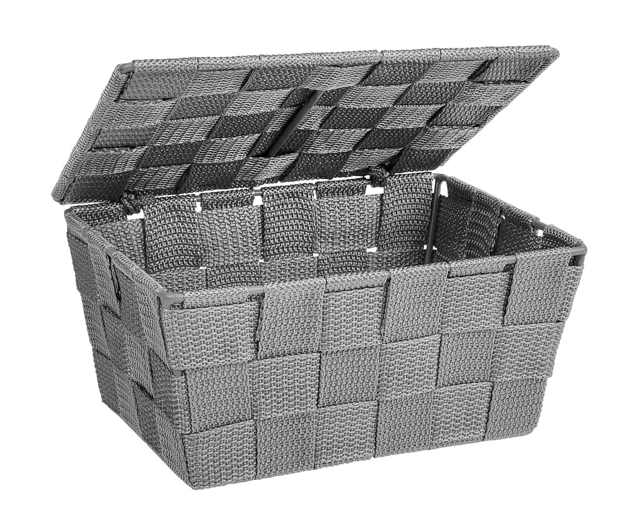 WENKO Storage basket Adria with lid in grey, PP, 19 x 14 x 10 cm