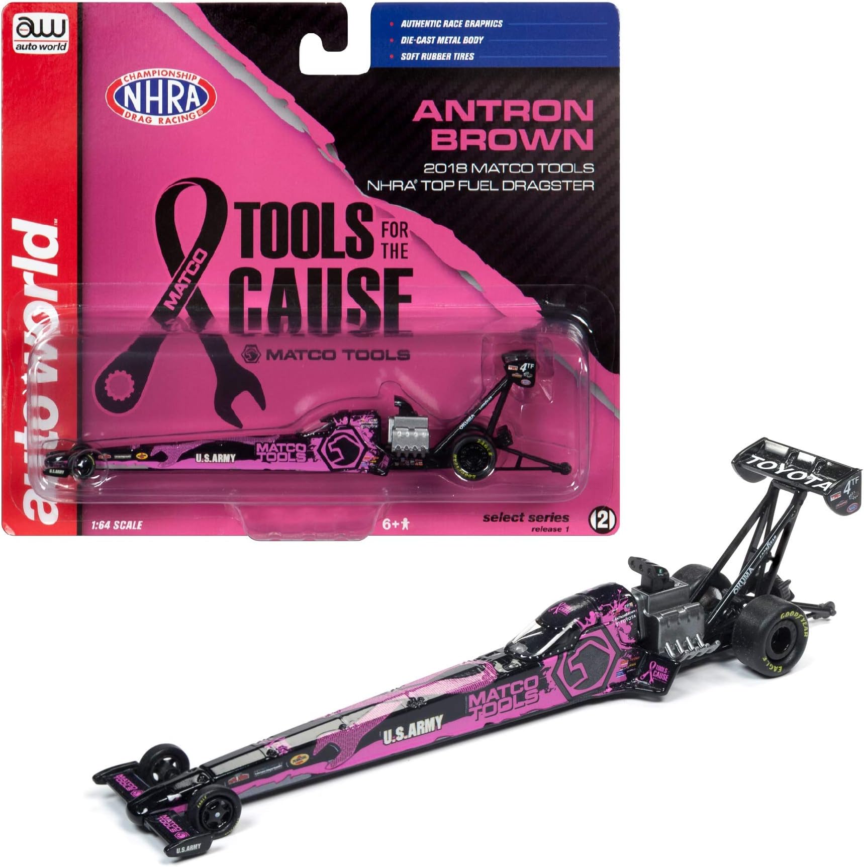 2018 MATCO Tools/Antron Brown Funny Car NHRA Top Fuel Dragster Diecast Model Car 1/64 by Autoworld AW64005-2