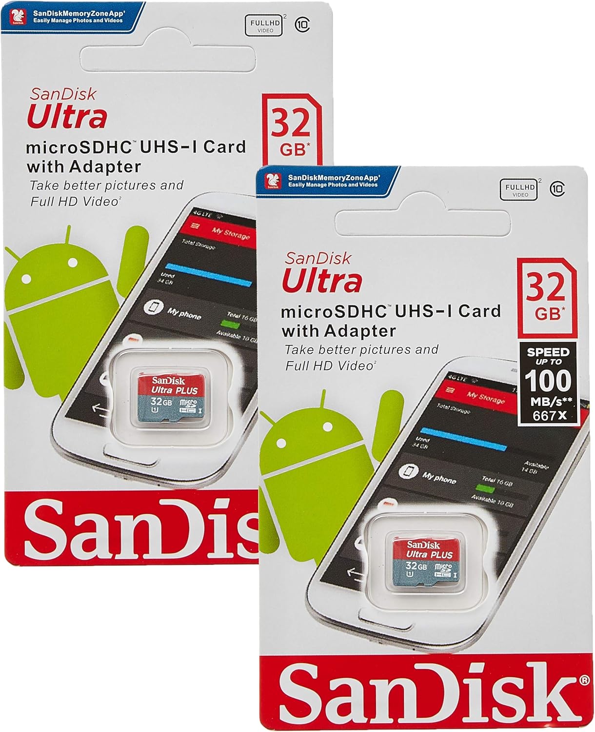 SanDisk 128GB X2 (256GB) MicroSD HC Ultra Uhs-1 Memory Card: Computers & Accessories
