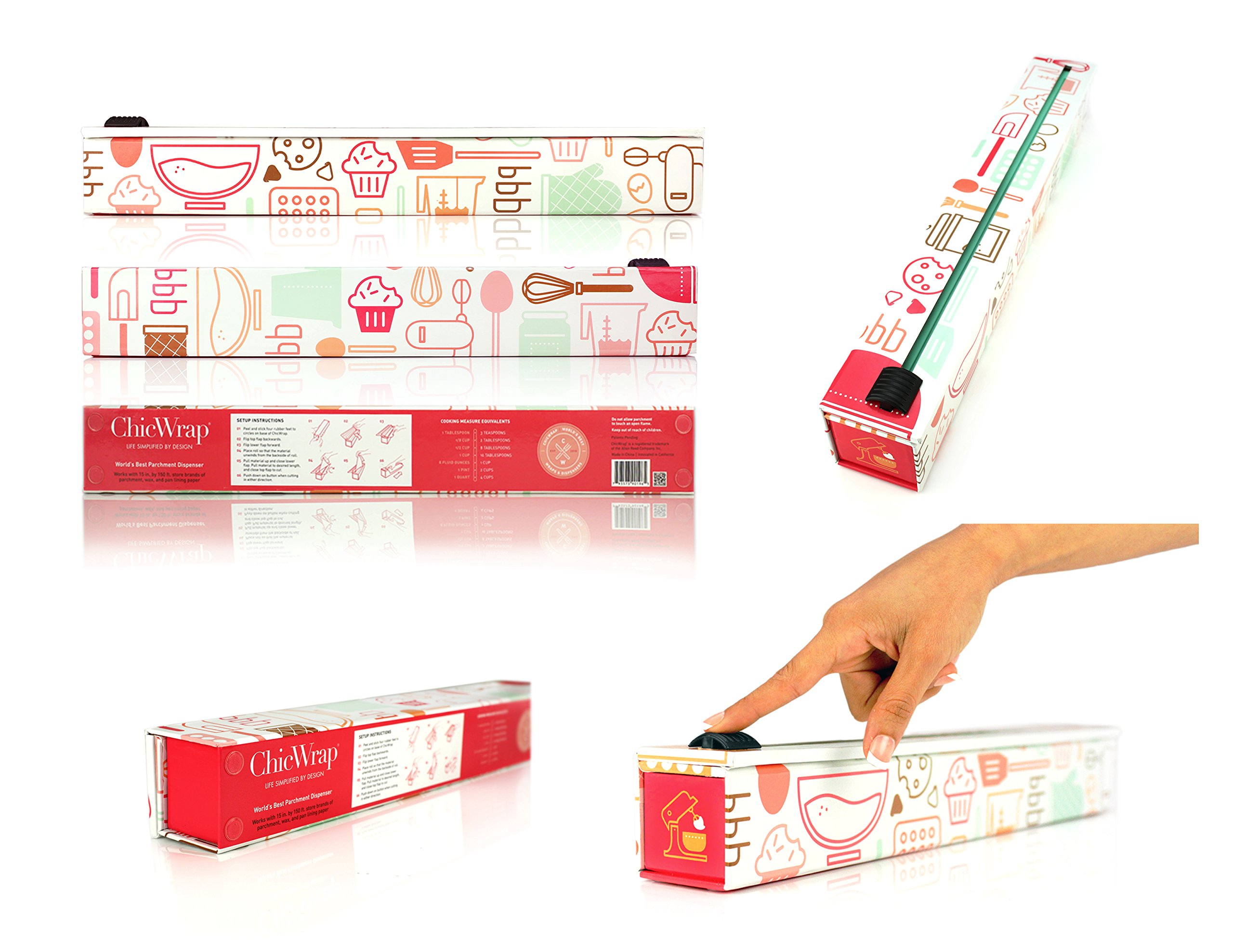 ChicWrap Baker's Tools Parchment Paper Dispenser with 15''x 41 Sq. Ft