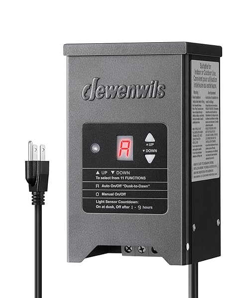 DEWENWILS 150W LOW VOLTAGE LANDSCAPE LIGHTING TRANSFORMER, 120V TO 12/15V AC, METAL SHIELD, OUTDOOR LOW VOLTAGE LANDSCAPE TRANSFORMER, PHOTOCELL & TIMER, LANDSCAPE LIGHTING TRANSFORMER