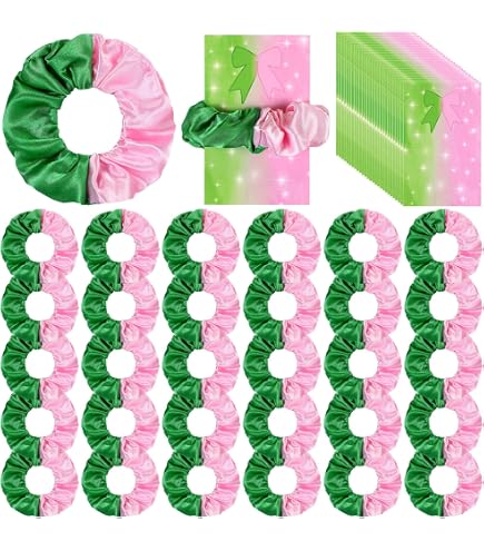 Amazon.com : MYUPDALIN 24 Pcs Pink and Green Hair Scrunchies  display picture 1