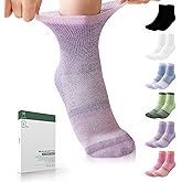 Bulinlulu Bamboo Viscose Diabetic Socks, 6 Pairs Non Binding Ankle Socks, Reinforced Toe, Size 6-9/9-11/13-15