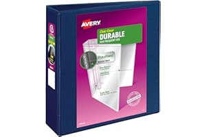 Avery Durable View 3 Ring Binder, 3 Inch Slant Rings, 1 Blue Binder (17044)