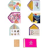 Papyrus 75th Anniversary Greeting Card Assortment for Birthday and All Occasion with Keepsake Box (6-count)