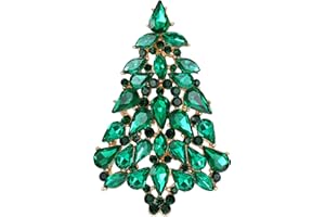 EVER FAITH Women's Party Austrian Crystal Christmas Tree Teardrop Brooch Pin