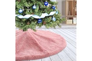 Amidaky Christmas Tree Skirt 30 inch Pink Faux Fur Soft Fluffy Ornaments Xmas Tree Skirts for Xmas Tree Ornaments and Party Holiday Decorations