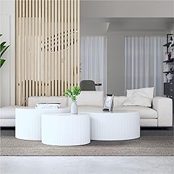 KEVINSPACE Round Coffee Table Set of 3, Modern