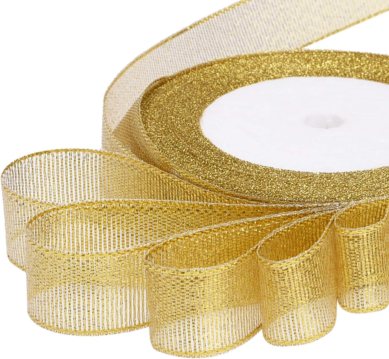 Livder 3 Rolls 75 Yard Metallic Glitter Ribbon for Gift Wrapping Birthday Holiday Graduation Party Decoration (Golden, Silvery, Silver-Black): Health & Personal Care
