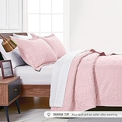 Love's cabin Twin Quilt Set Pink Bedspreads - Soft